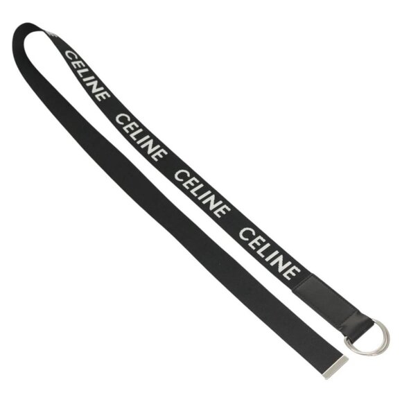CELINE Double Ring Belt Canvas 45.3"" Black Auth - Picture 2 of 12